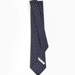 Dark Blue Sartorial Classic Silk Tie - Small Flower Designs