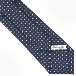 Dark Blue Sartorial Classic Silk Tie - Small Flower Designs