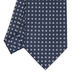 Dark Blue Sartorial Classic Silk Tie - Small Flower Designs