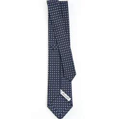 Dark Blue Sartorial Classic Silk Tie - Small Flower Designs