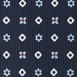 Dark Blue Sartorial Classic Silk Tie - Small Flower Designs