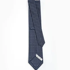 Dark Blue Sartorial Classic Silk Tie - Small Flower Designs