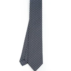 Dark Blue Sartorial Classic Silk Tie - Small Flower Pattern