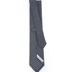 Dark Blue Sartorial Classic Silk Tie - Small Flower Pattern
