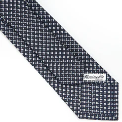 Dark Blue Sartorial Classic Silk Tie - Small Flower Pattern