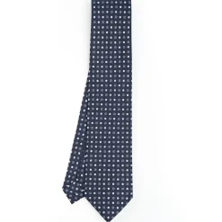 Dark Blue Sartorial Classic Silk Tie - Small Flower Designs