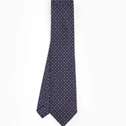 Dark Blue Sartorial Classic Silk Tie - Small Flower Designs
