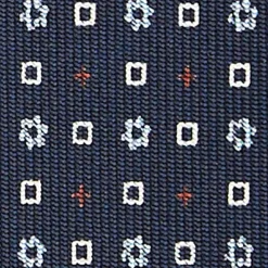 Dark Blue Sartorial Classic Silk Tie - Small Flower Pattern