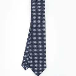 Dark Blue Sartorial Classic Silk Tie - Small Flower Designs
