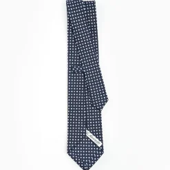 Dark Blue Sartorial Classic Silk Tie - Small Flower Designs