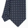 Dark Blue Sartorial Classic Silk Tie - Small Flower Pattern