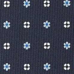 Dark Blue Sartorial Classic Silk Tie - Small Flower Pattern