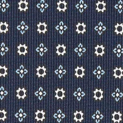 Dark Blue Sartorial Classic Silk Tie - Small Flower Designs