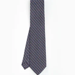Dark Blue Sartorial Classic Silk Tie - Small Flower Designs