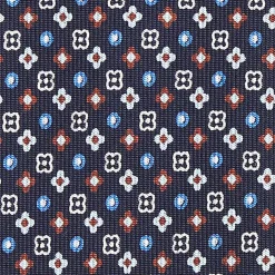 Dark Blue Sartorial Classic Silk Tie - Small Flower Designs