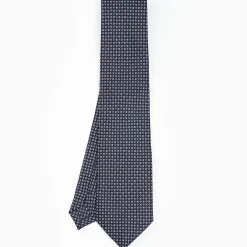 Dark Blue Sartorial Classic Silk Tie - Small Flower Designs