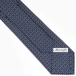 Dark Blue Sartorial Classic Silk Tie - Small Flower Designs