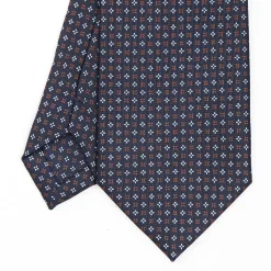 Dark Blue Sartorial Classic Silk Tie - Small Flower Designs