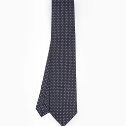 Dark Blue Sartorial Classic Silk Tie - Small Flower Designs