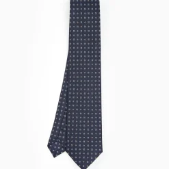 Dark Blue Sartorial Classic Silk Tie - Small Flower Designs