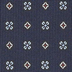 Dark Blue Sartorial Classic Silk Tie - Small Flower Designs