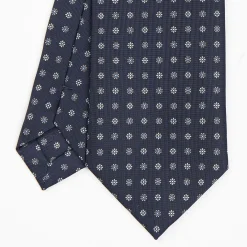 Dark Blue Sartorial Classic Silk Tie - Small Flower Designs