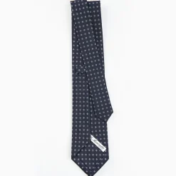 Dark Blue Sartorial Classic Silk Tie - Small Flower Designs