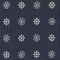 Dark Blue Sartorial Classic Silk Tie - Small Flower Designs