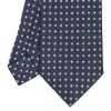 Dark Blue Sartorial Classic Silk Tie - Small Flower Designs