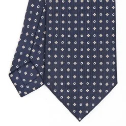 Dark Blue Sartorial Classic Silk Tie - Small Flower Designs