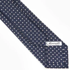 Dark Blue Sartorial Classic Silk Tie - Small Flower Designs