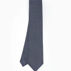 Dark Blue Sartorial Classic Silk Tie - Small Flower Designs