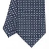 Dark Blue Sartorial Classic Silk Tie - Small Flower Designs