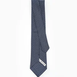 Dark Blue Sartorial Classic Silk Tie - Small Flower Designs
