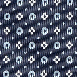 Dark Blue Sartorial Classic Silk Tie - Small Flower Designs