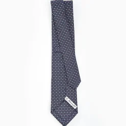 Dark Blue Sartorial Classic Silk Tie - Small Flower Designs