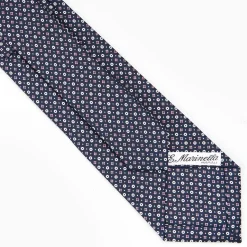 Dark Blue Sartorial Classic Silk Tie - Small Flower Designs