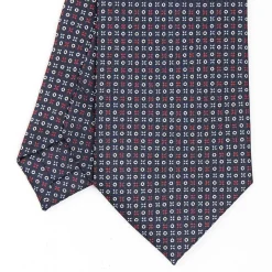 Dark Blue Sartorial Classic Silk Tie - Small Flower Designs