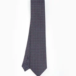 Dark Blue Sartorial Classic Silk Tie - Small Flower Designs