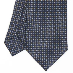 Dark Blue Sartorial Classic Silk Tie - Small Flower Designs