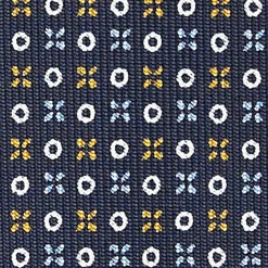 Dark Blue Sartorial Classic Silk Tie - Small Flower Designs