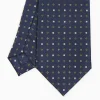 Dark Blue Sartorial Classic Silk Tie - Small Flower Pattern