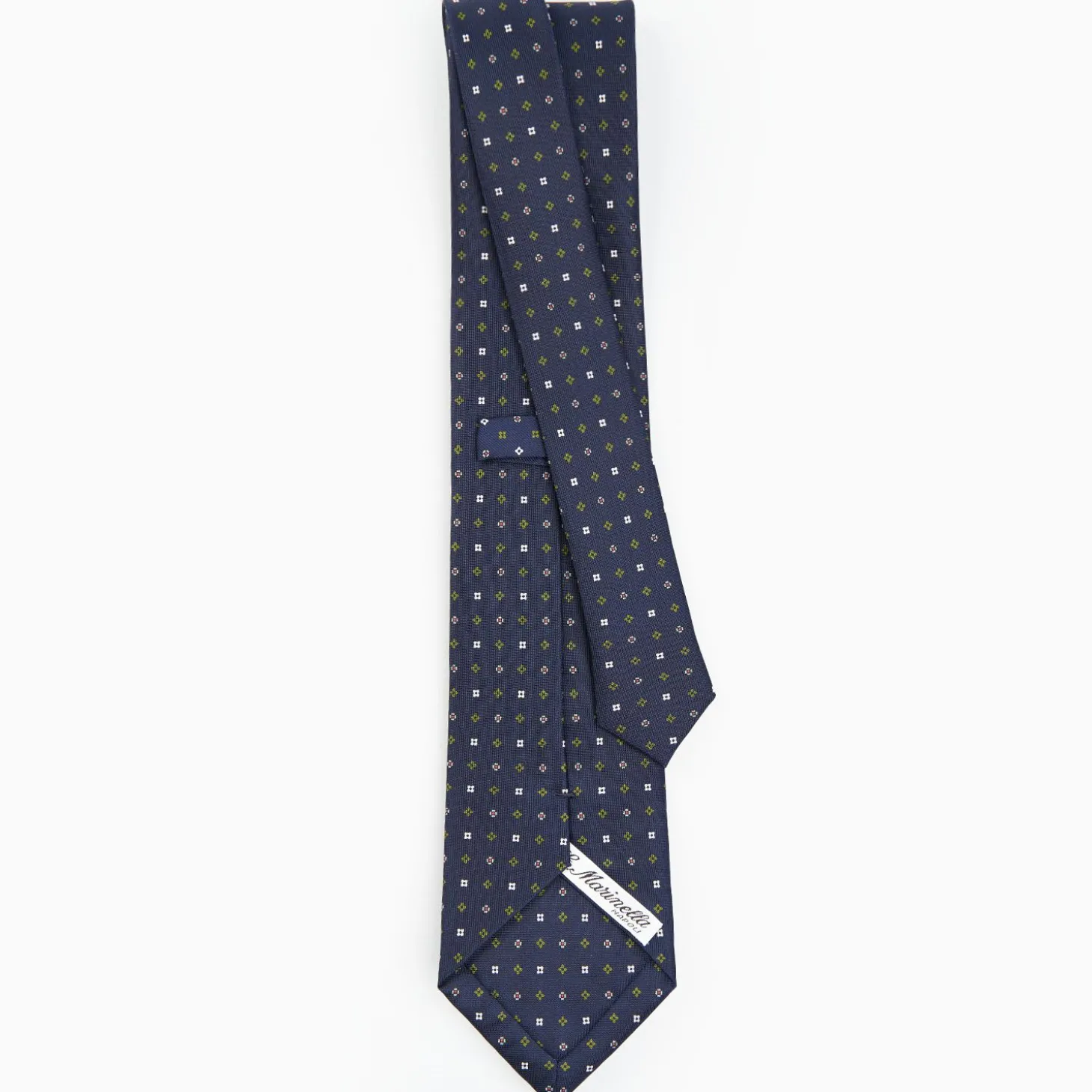 Dark Blue Sartorial Classic Silk Tie - Small Flower Pattern