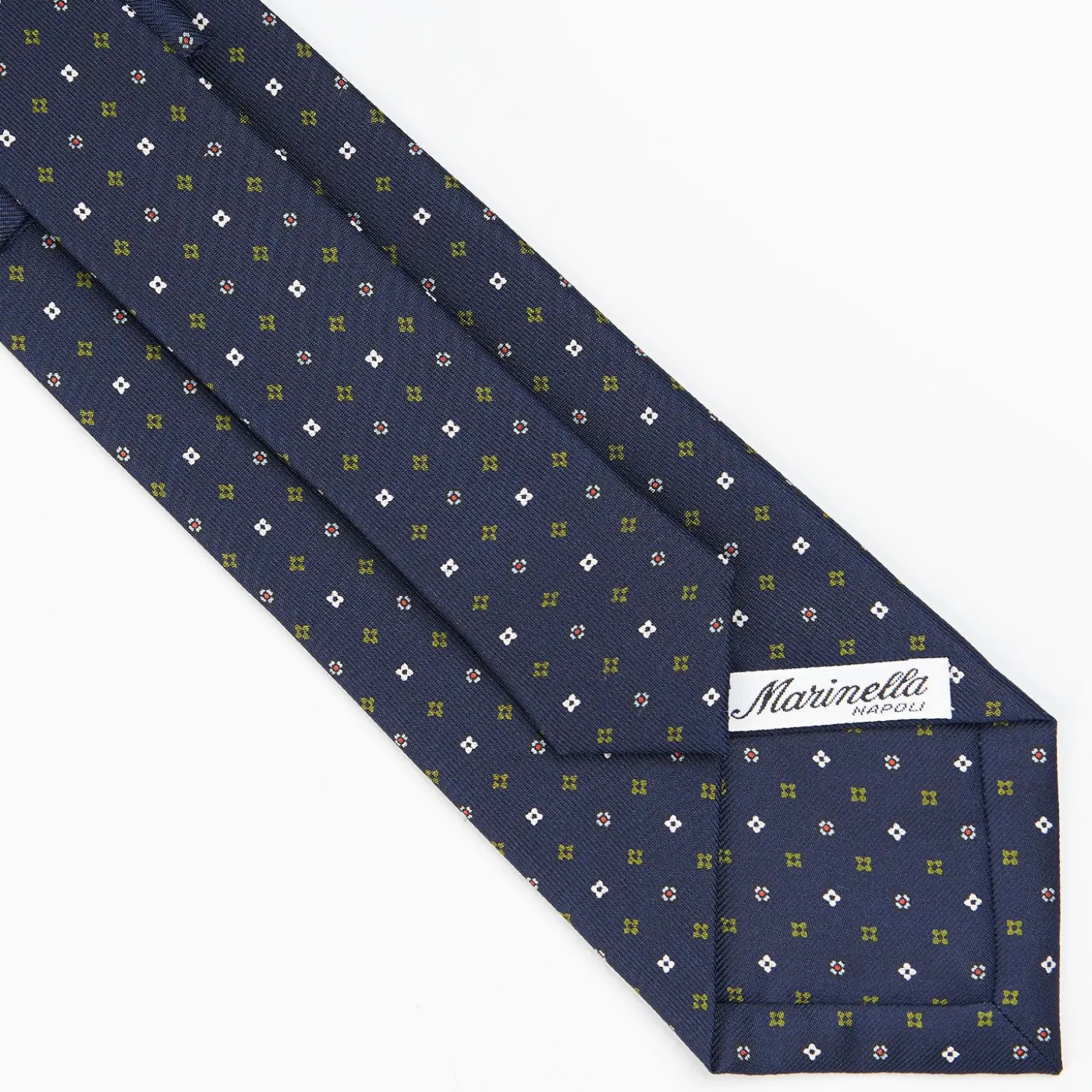 Dark Blue Sartorial Classic Silk Tie - Small Flower Pattern
