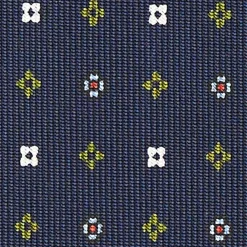 Dark Blue Sartorial Classic Silk Tie - Small Flower Pattern