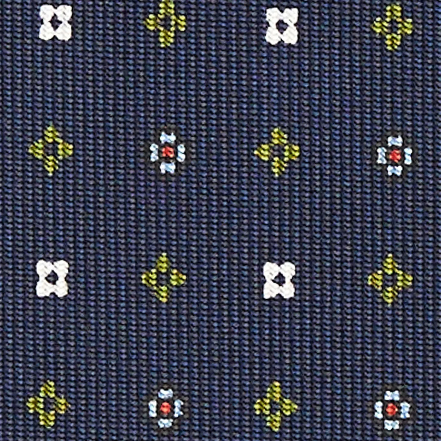 Dark Blue Sartorial Classic Silk Tie - Small Flower Pattern