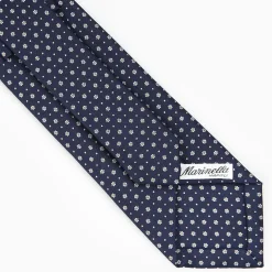 Dark Blue Sartorial Classic Silk Tie - Small Flower Pattern