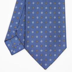 Dark Blue Sartorial Classic Silk Tie - Small Flower Pattern