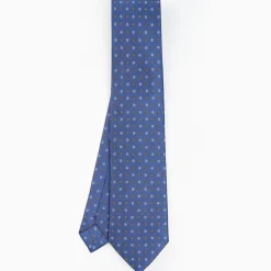 Dark Blue Sartorial Classic Silk Tie - Small Flower Pattern