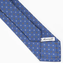 Dark Blue Sartorial Classic Silk Tie - Small Flower Pattern